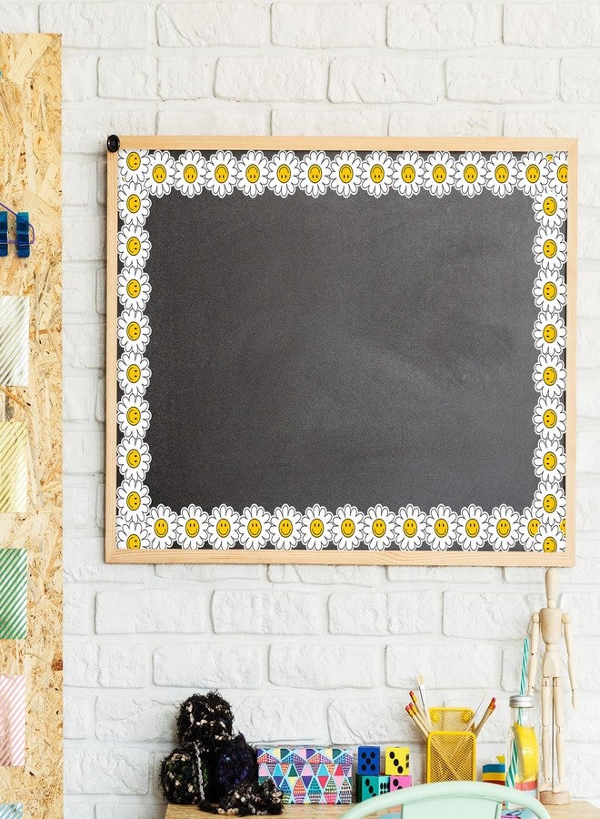 Whaline 32.8Ft Daisy Flower Bulletin Board Border Back to School White Yellow Smile Daisy Die Cut Trim Border Roll for Chalkboard Wall Decor - Image 5